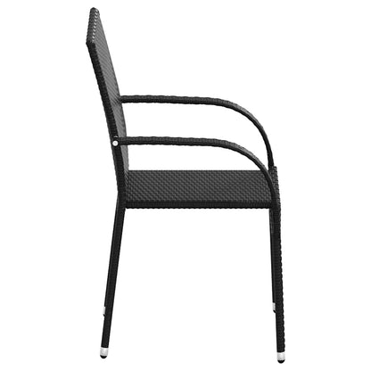 vidaXL Stackable Outdoor Chairs 2 pcs Poly Rattan Black 5