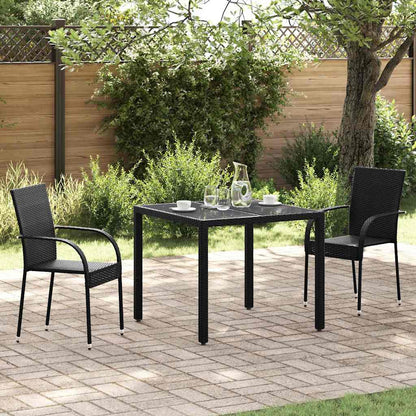 vidaXL Stackable Outdoor Chairs 2 pcs Poly Rattan Black 1