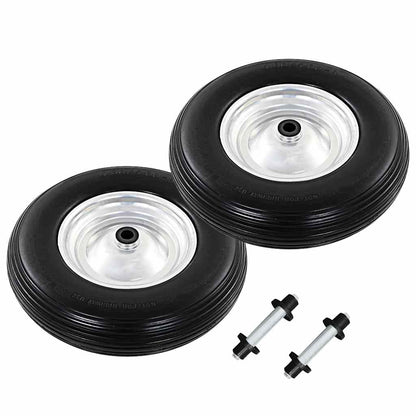 vidaXL Wheelbarrow Wheels 2 pcs with Axles Solid PU 4.00-8 390 mm 1