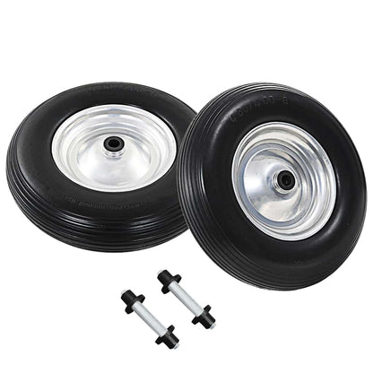 vidaXL Wheelbarrow Wheels 2 pcs with Axles Solid PU 4.00-8 390 mm 2