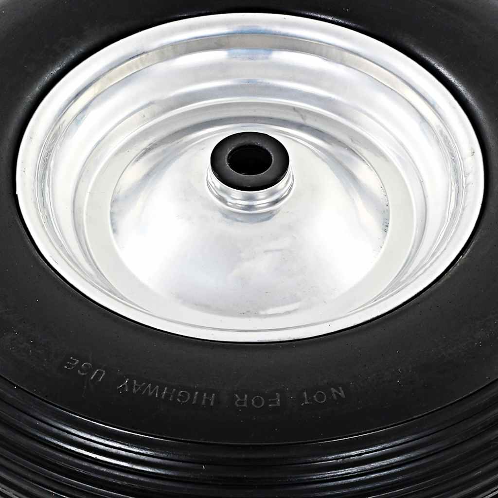 vidaXL Wheelbarrow Wheels 2 pcs with Axles Solid PU 4.00-8 390 mm 5