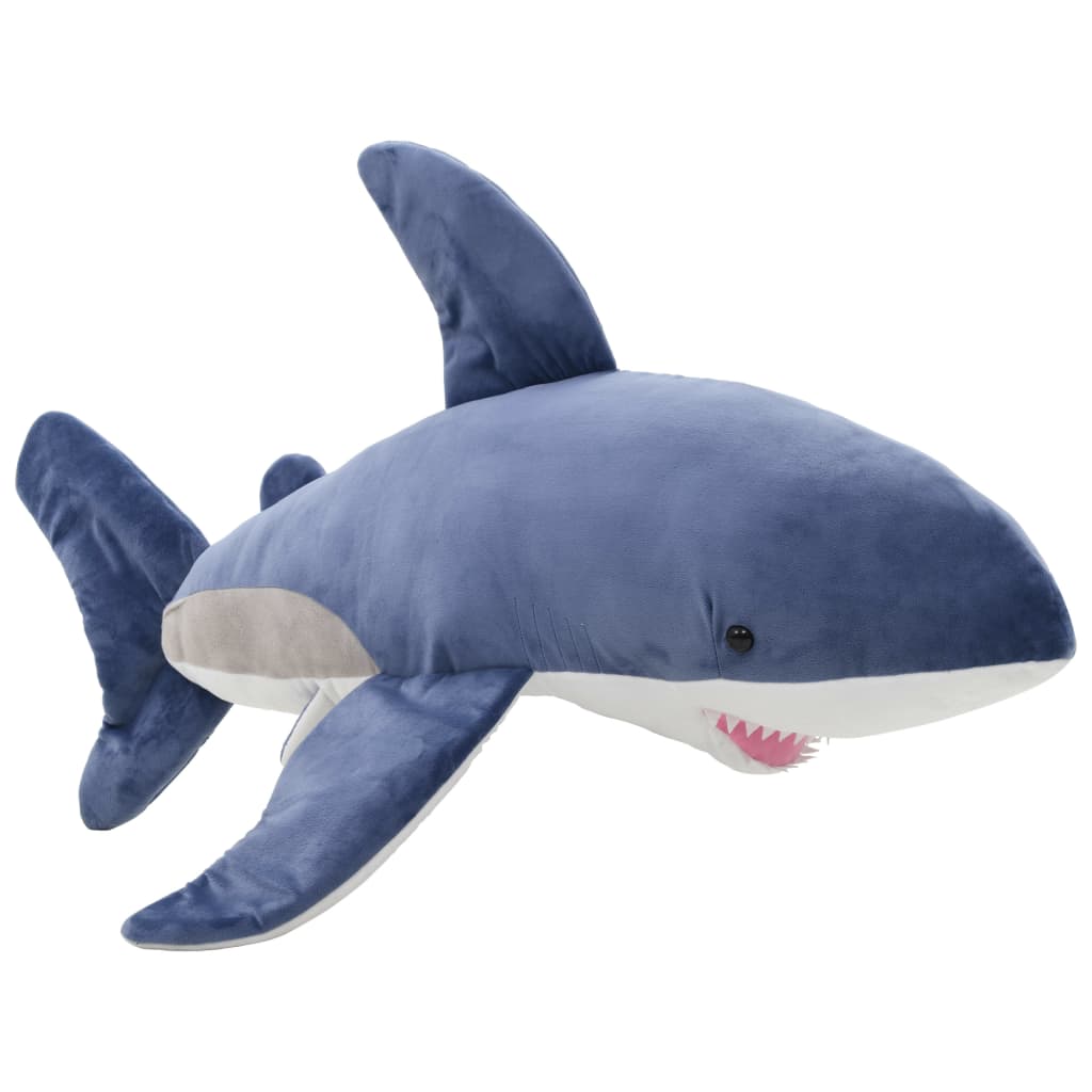 vidaXL White Shark Cuddly Toy Plush Blue and White 1