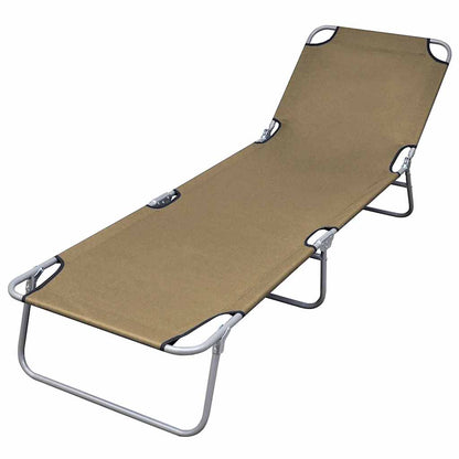 vidaXL Foldable Sunlounger with Adjustable Backrest Taupe 1