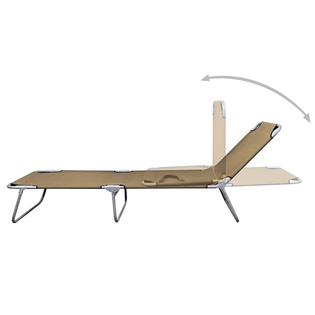 vidaXL Foldable Sunlounger with Adjustable Backrest Taupe 2