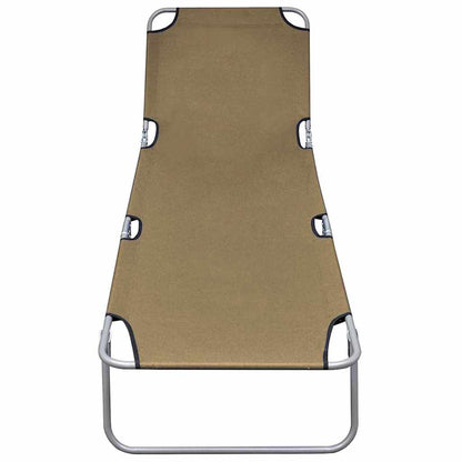 vidaXL Foldable Sunlounger with Adjustable Backrest Taupe 3