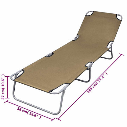 vidaXL Foldable Sunlounger with Adjustable Backrest Taupe 6