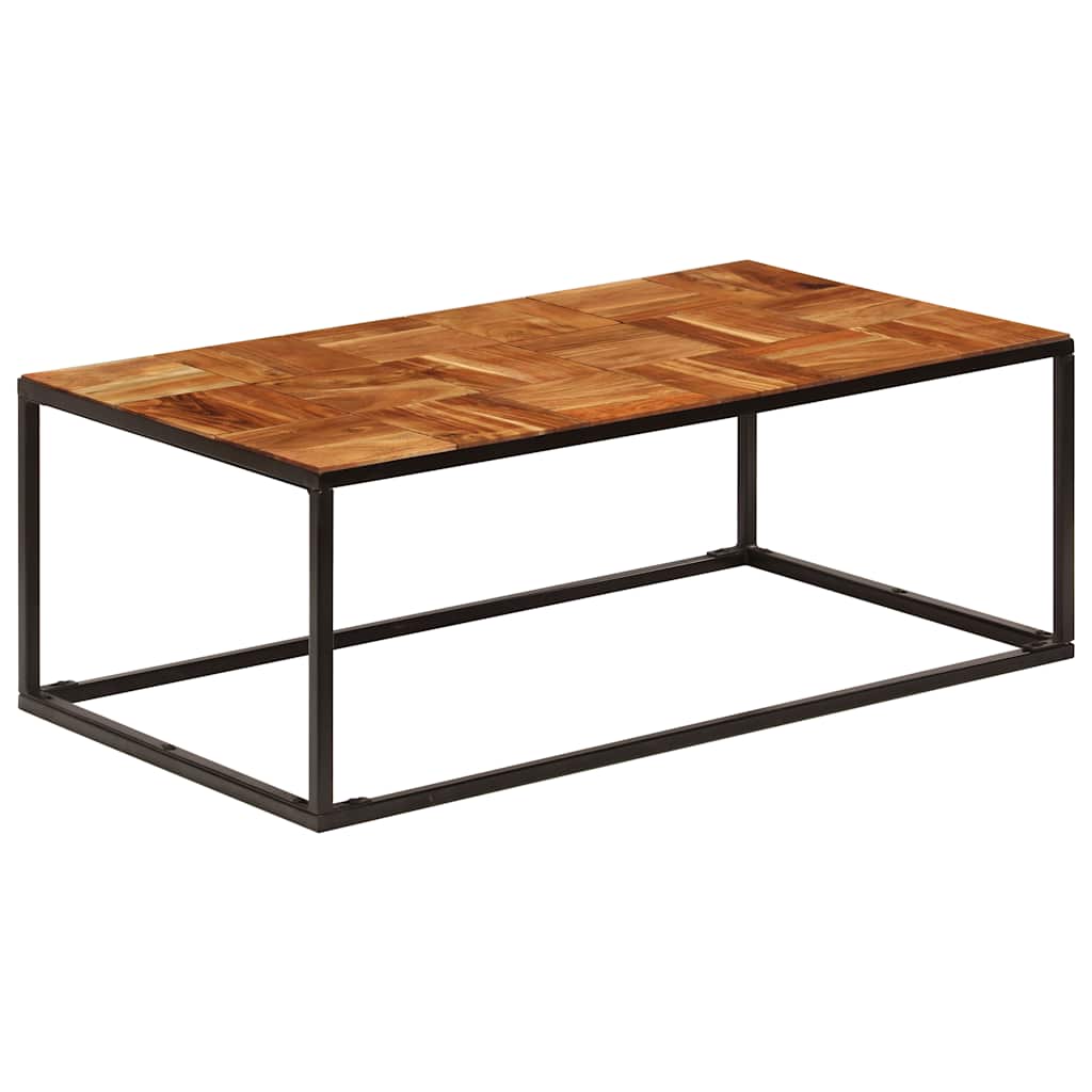 vidaXL Coffee Table | Brown and Black | Solid Acacia Wood and Steel | Standard 1