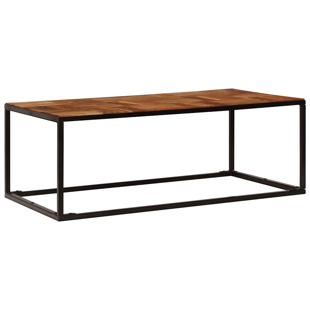 vidaXL Coffee Table | Brown and Black | Solid Acacia Wood and Steel | Standard 2