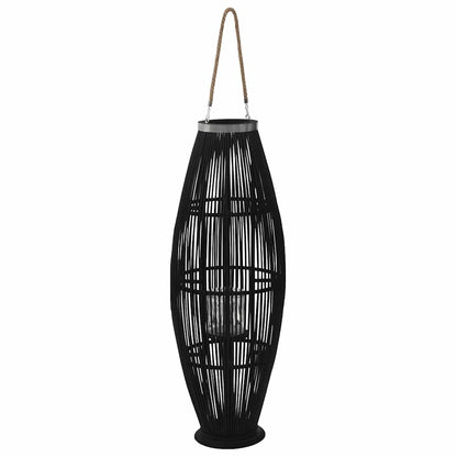 246812 vidaXL Hanging Candle Lantern Holder Bamboo Black 95 cm 1