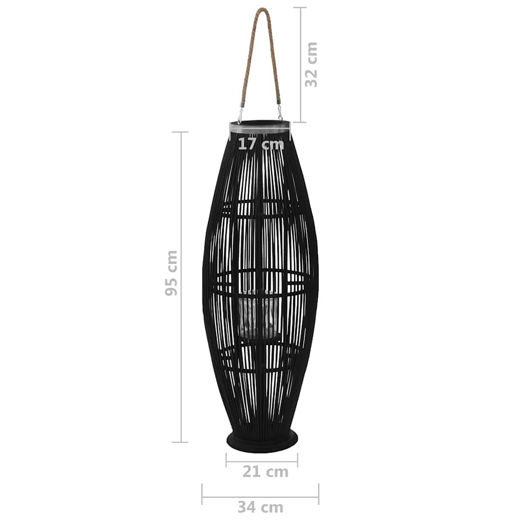 246812 vidaXL Hanging Candle Lantern Holder Bamboo Black 95 cm 5