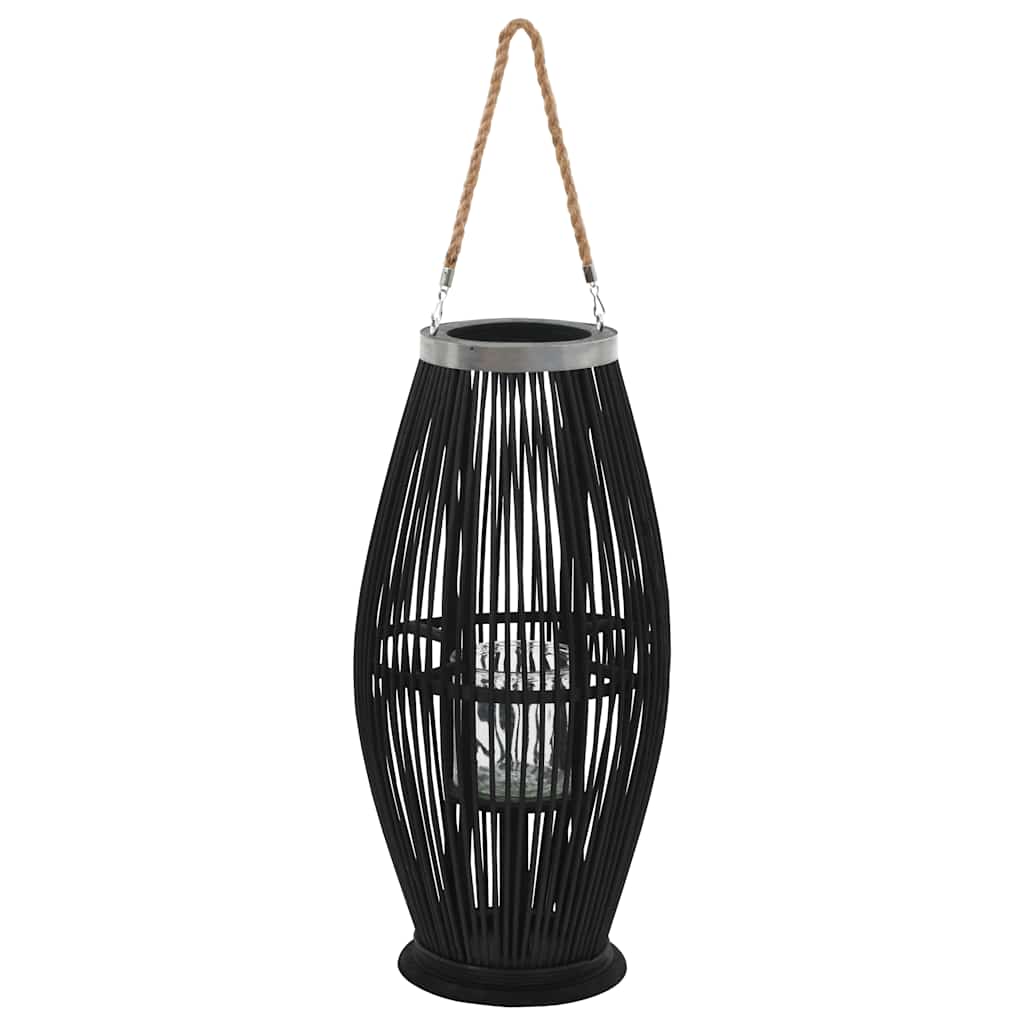vidaXL Hanging Candle Lantern Holder Bamboo Black 60 cm 1
