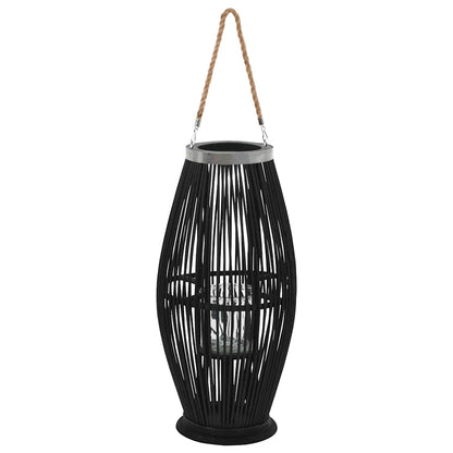 vidaXL Hanging Candle Lantern Holder Bamboo Black 60 cm 1