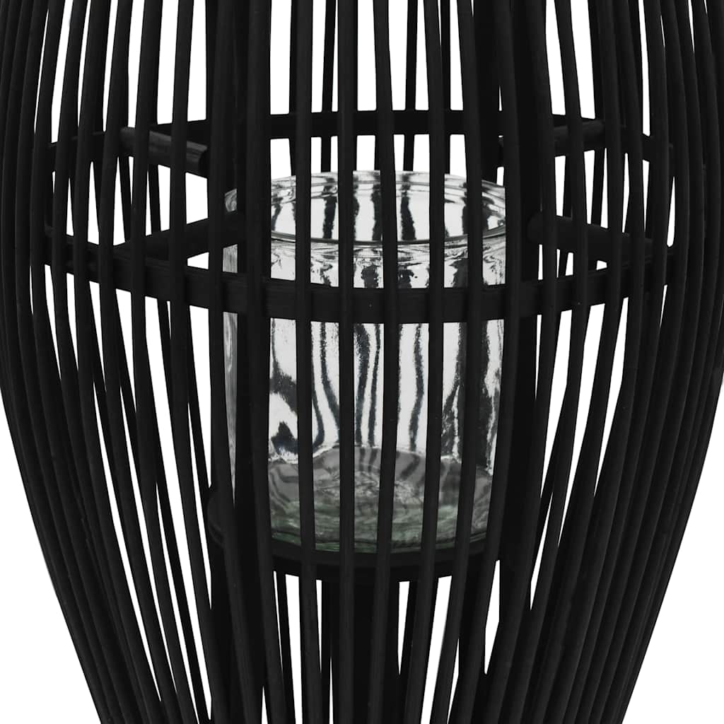 vidaXL Hanging Candle Lantern Holder Bamboo Black 60 cm 2