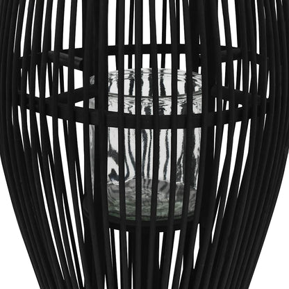 vidaXL Hanging Candle Lantern Holder Bamboo Black 60 cm 2