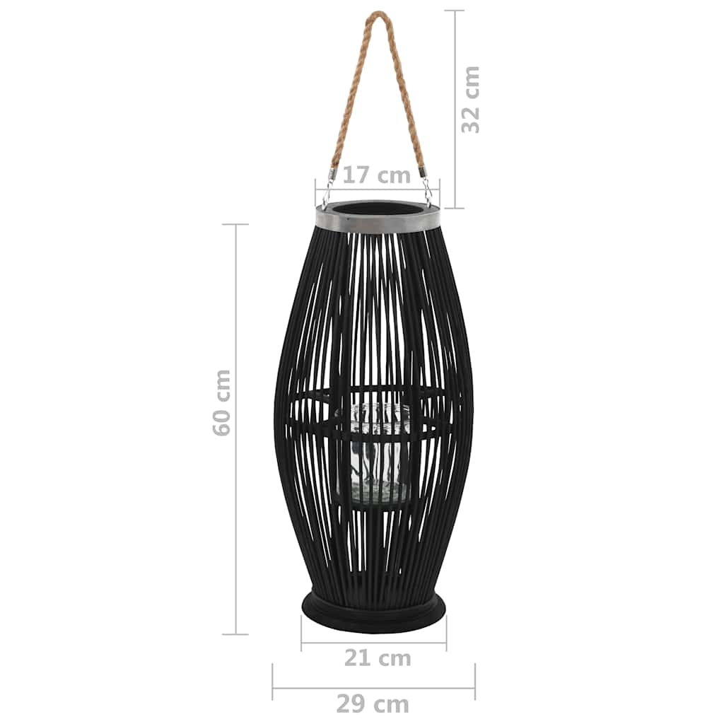 vidaXL Hanging Candle Lantern Holder Bamboo Black 60 cm 5