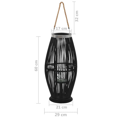 vidaXL Hanging Candle Lantern Holder Bamboo Black 60 cm 5