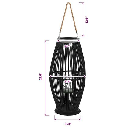 vidaXL Hanging Candle Lantern Holder Bamboo Black 60 cm 6