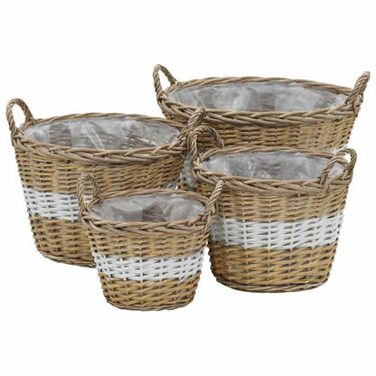 vidaXL Raised Bed | Set of 4 | Brown and white | Wicker and polyethylene 1