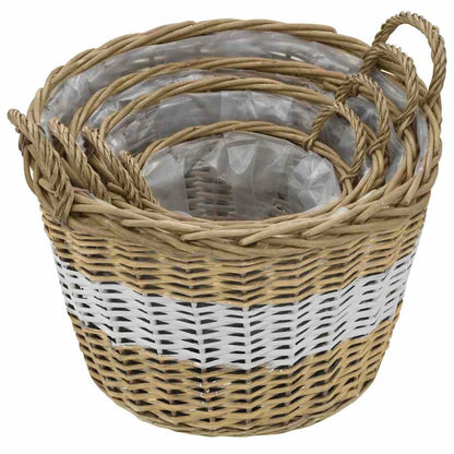 vidaXL Raised Bed | Set of 4 | Brown and white | Wicker and polyethylene 3