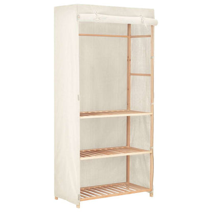 vidaXL Wardrobe | White | Solid fir wood and fabric | 79x40x170 cm 1
