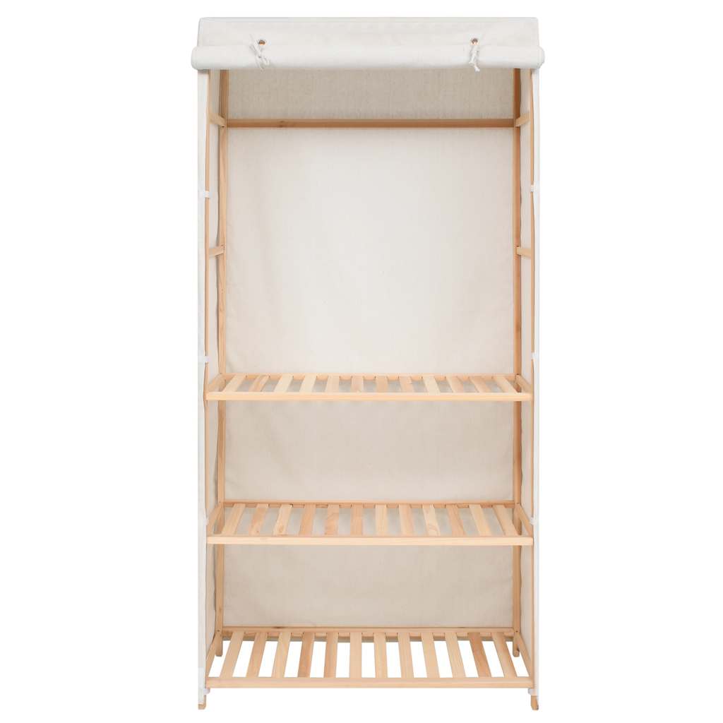 vidaXL Wardrobe | White | Solid fir wood and fabric | 79x40x170 cm 2