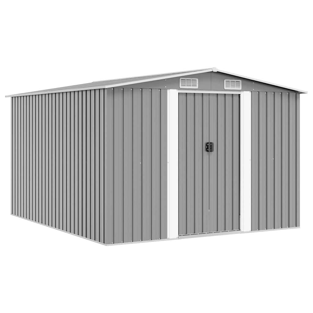 vidaXL Garden Shed 257x298x178 cm Metal Grey 1