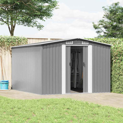 vidaXL Garden Shed 257x298x178 cm Metal Grey 2