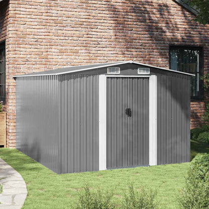 vidaXL Garden Shed 257x298x178 cm Metal Grey 3