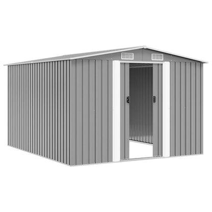 vidaXL Garden Shed 257x298x178 cm Metal Grey 4
