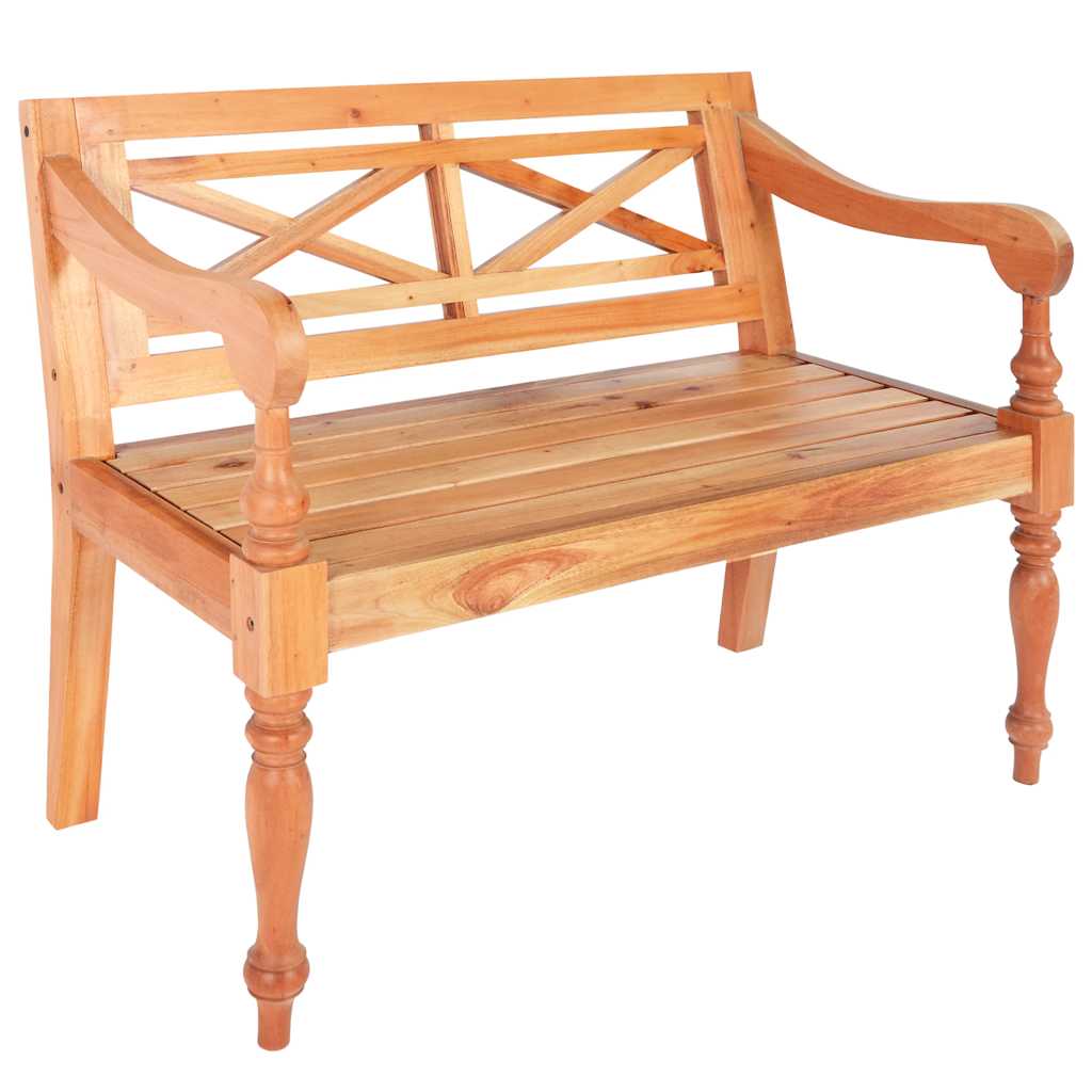 vidaXL Batavia Bench 98 cm Solid Mahogany Wood Light Brown 1