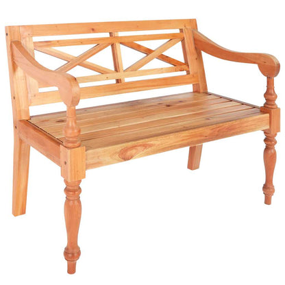 vidaXL Batavia Bench 98 cm Solid Mahogany Wood Light Brown 1