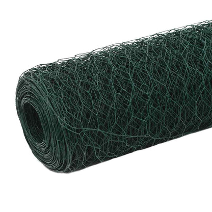 vidaXL Chicken Wire Fence Steel with PVC Coating 25x1.5 m Green 2