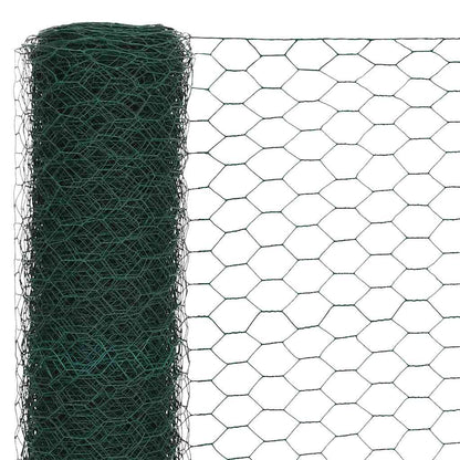 vidaXL Chicken Wire Fence Steel with PVC Coating 25x1.5 m Green 3