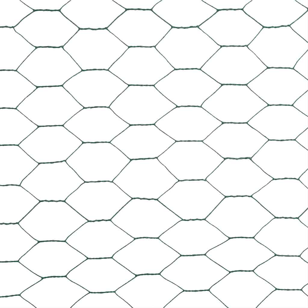 vidaXL Chicken Wire Fence Steel with PVC Coating 25x1,5 m Green 4