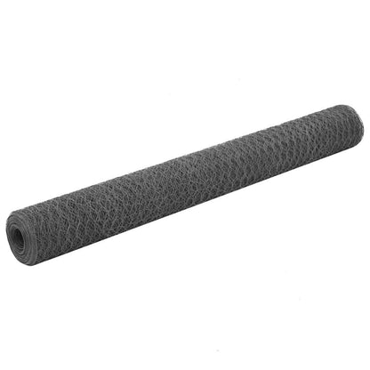 vidaXL Chicken Wire Fence Steel with PVC Coating 25x1,2 m Grey 1