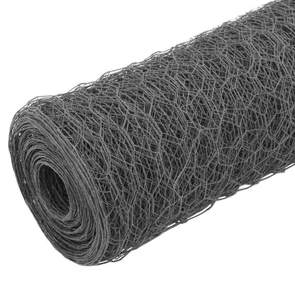 vidaXL Chicken Wire Fence Steel with PVC Coating 25x1,2 m Grey 2