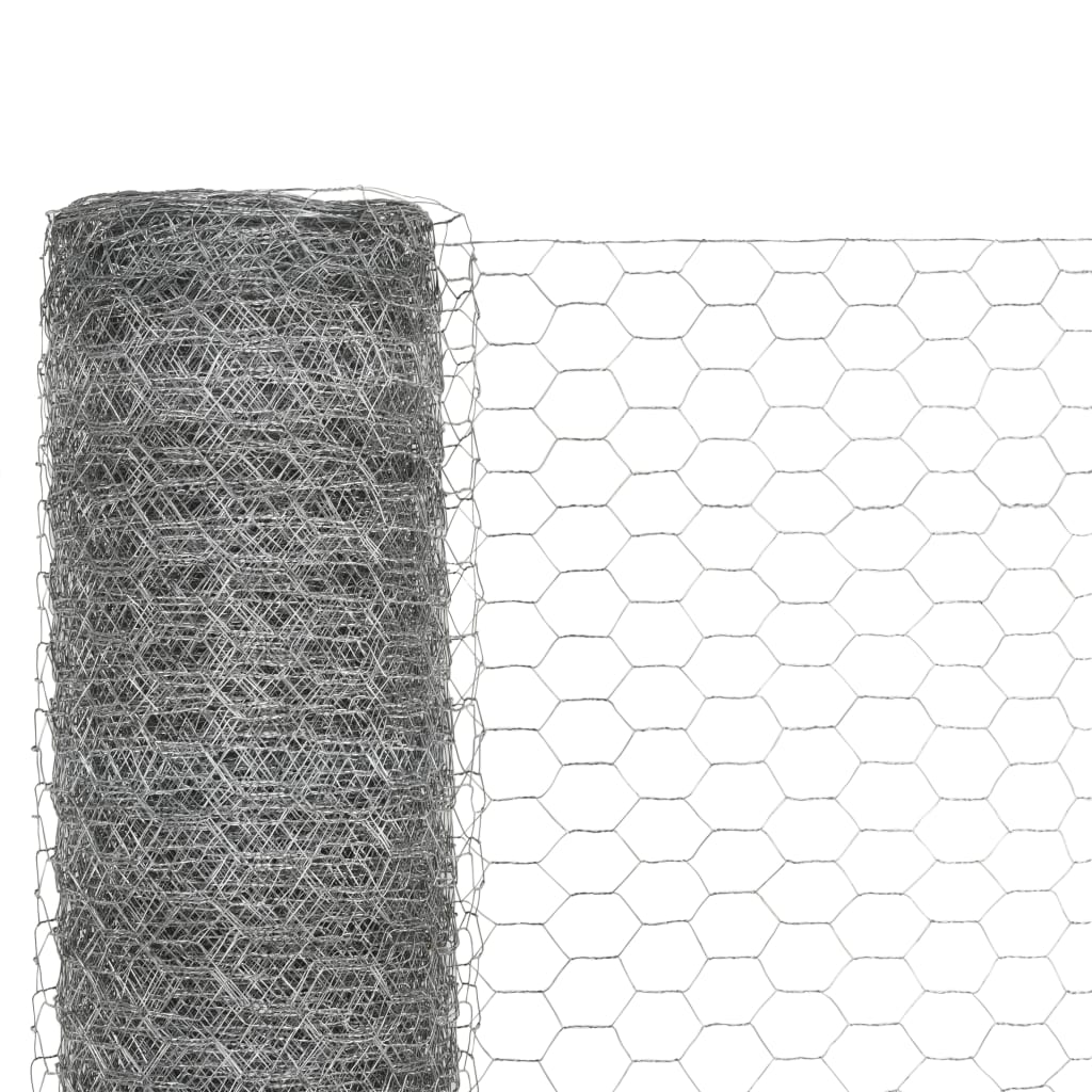 vidaXL Chicken Wire Fence Galvanised Steel 25x1.5 m Silver 3