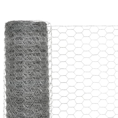 vidaXL Chicken Wire Fence Galvanised Steel 25x1.5 m Silver 3