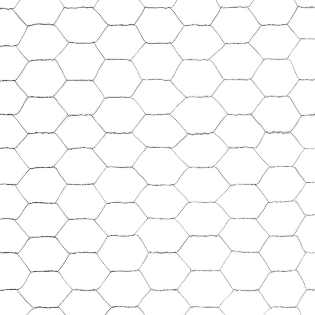 vidaXL Chicken Wire Fence Galvanised Steel 25x1.5 m Silver 4