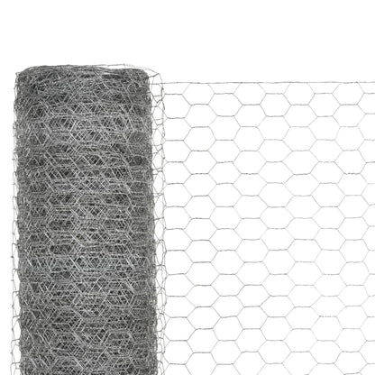 vidaXL Chicken Wire Fence Galvanised Steel 25x1.5 m Silver 3