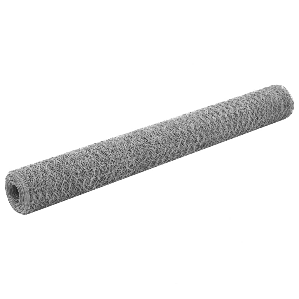vidaXL Chicken Wire Fence Galvanised Steel 25x1.2 m Silver 1