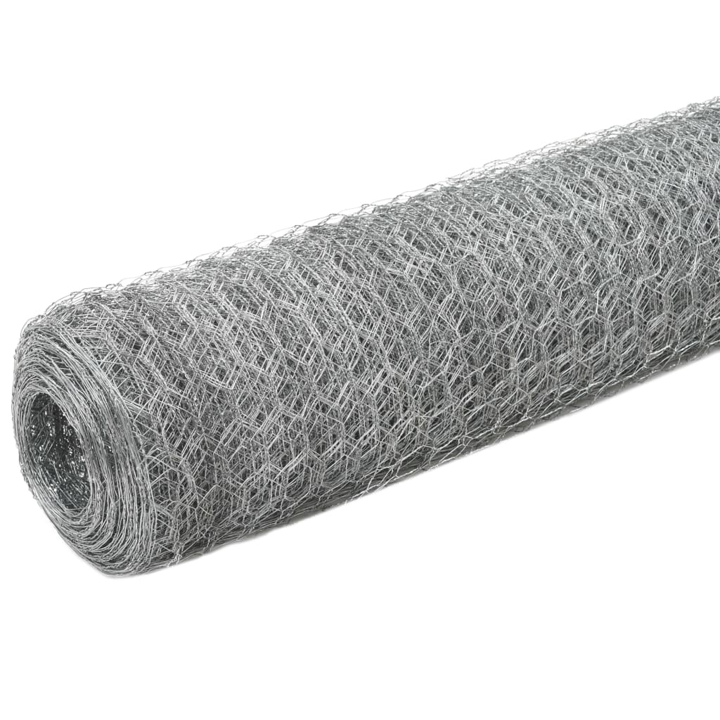 vidaXL Chicken Wire Fence Galvanised Steel 25x1.2 m Silver 2