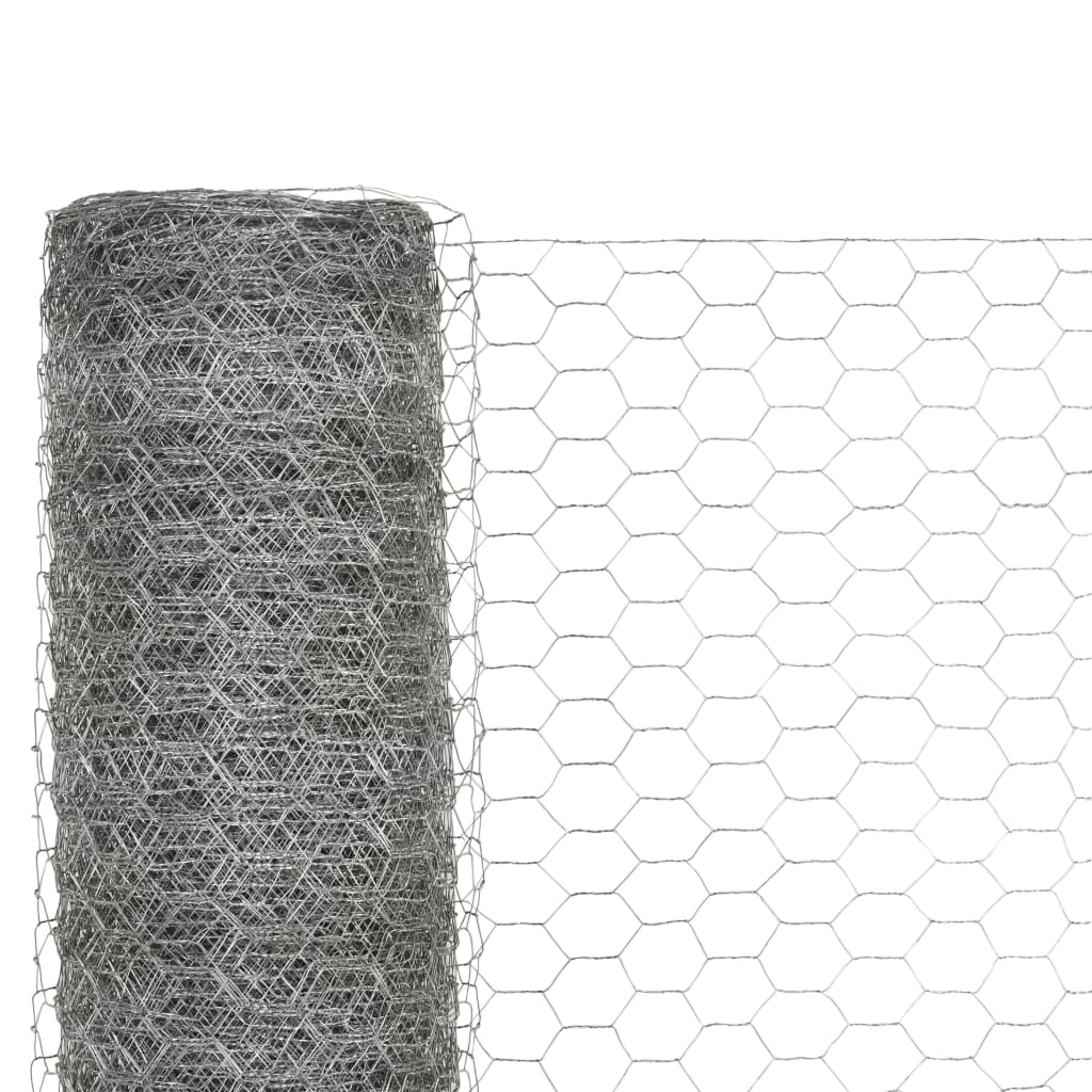 vidaXL Chicken Wire Fence Galvanised Steel 25x1.2 m Silver 3