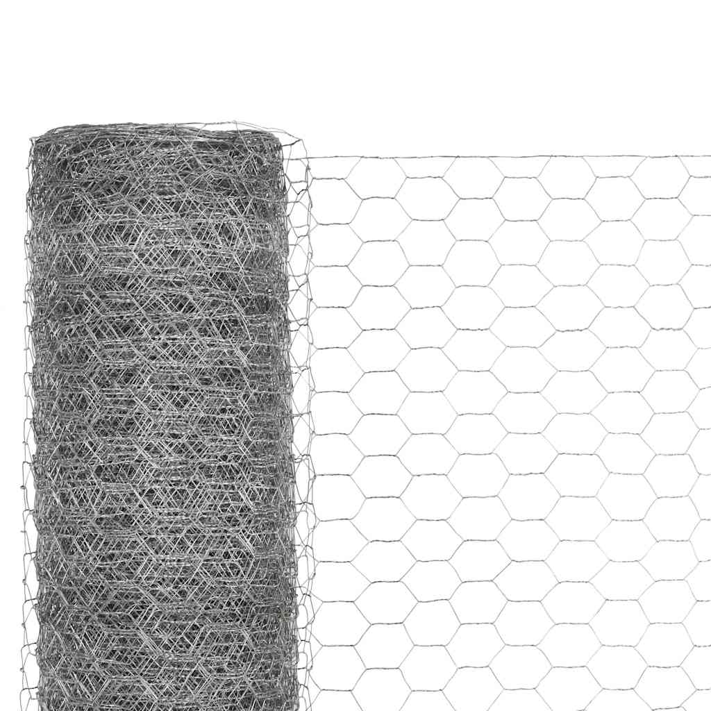 vidaXL Chicken Wire Fence Galvanised Steel 25x1.5 m Silver 3