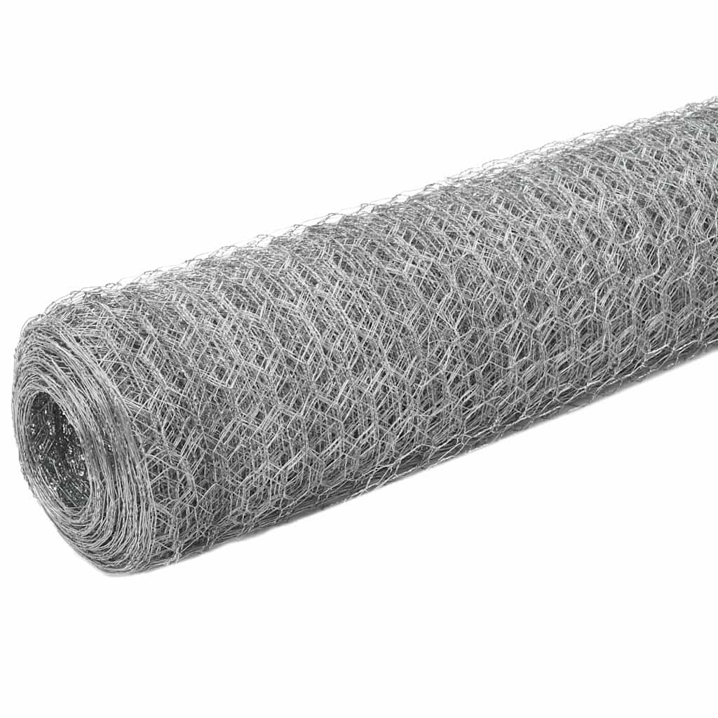 vidaXL Chicken Wire Fence Galvanised Steel 25x1.5 m Silver 2