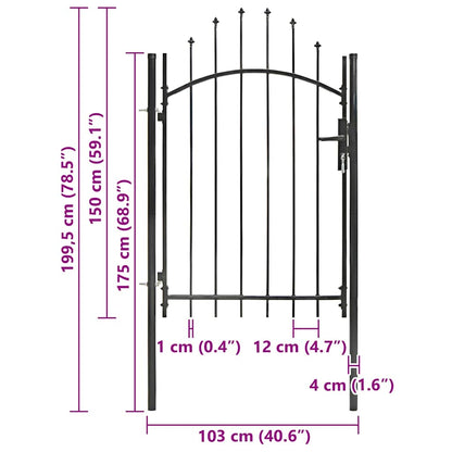 Garden Gate WOERDEN Lockable Steel Black 2 m