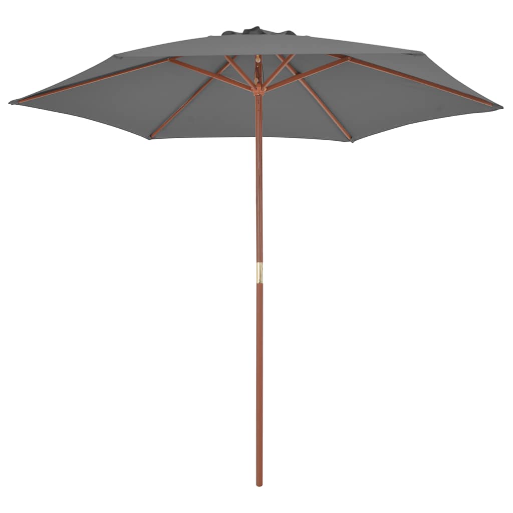 vidaXL Garden Parasol with Wooden Pole 270 cm Anthracite 2