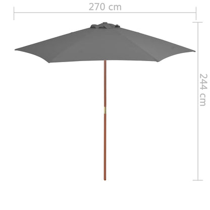 vidaXL Garden Parasol with Wooden Pole 270 cm Anthracite 6