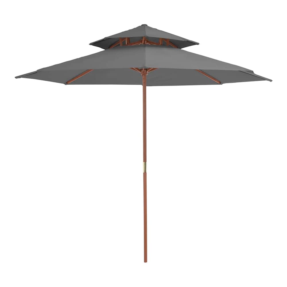 Double Decker Parasol with Wooden Pole 270 cm Anthracite