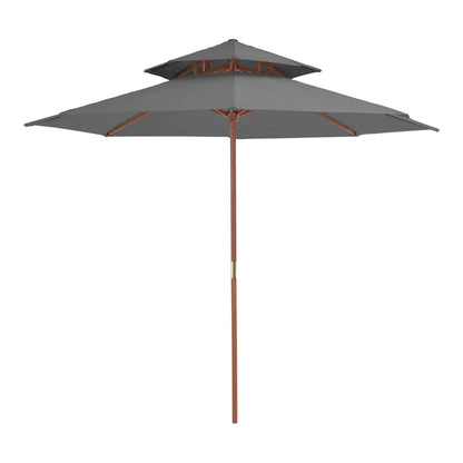 Double Decker Parasol with Wooden Pole 270 cm Anthracite